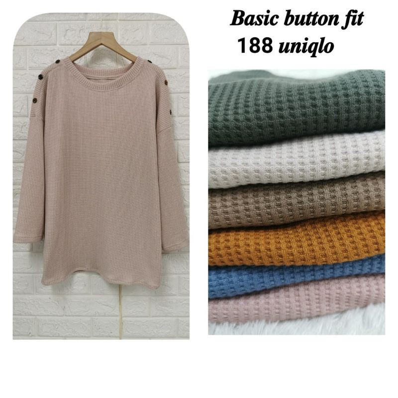 Atasan blouse knit waffle basic all size by clarke