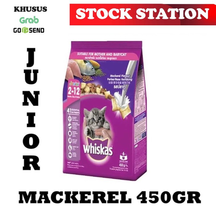 Whiskas Junior Mackerel 450gr (GRAB/GOSEND)