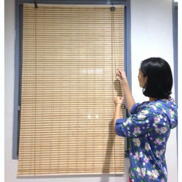 Tirai Bambu Gulung Ukuran 50cm X 100cm Original Tirai Gulung Tirai Jendela DEKORASI Ruang tamu