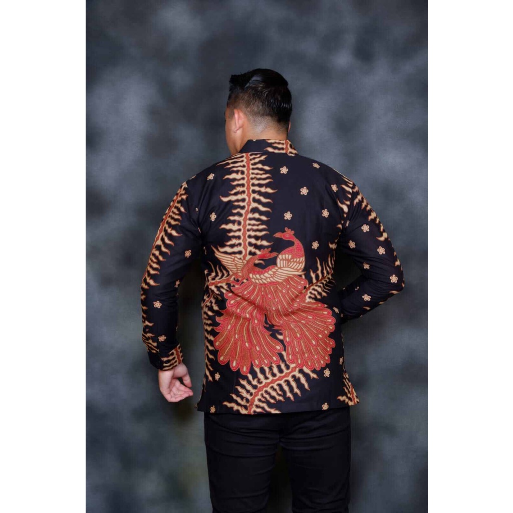 Kemeja batik pria terbaru 2022 MERAK KEMBAR MERAH / Batik lengan panjang warna hitam merah / kemeja batik premium lapis furing ready M-XXL / kemeja batik cowok terbaru / Baju batik lengan panjang terlaris