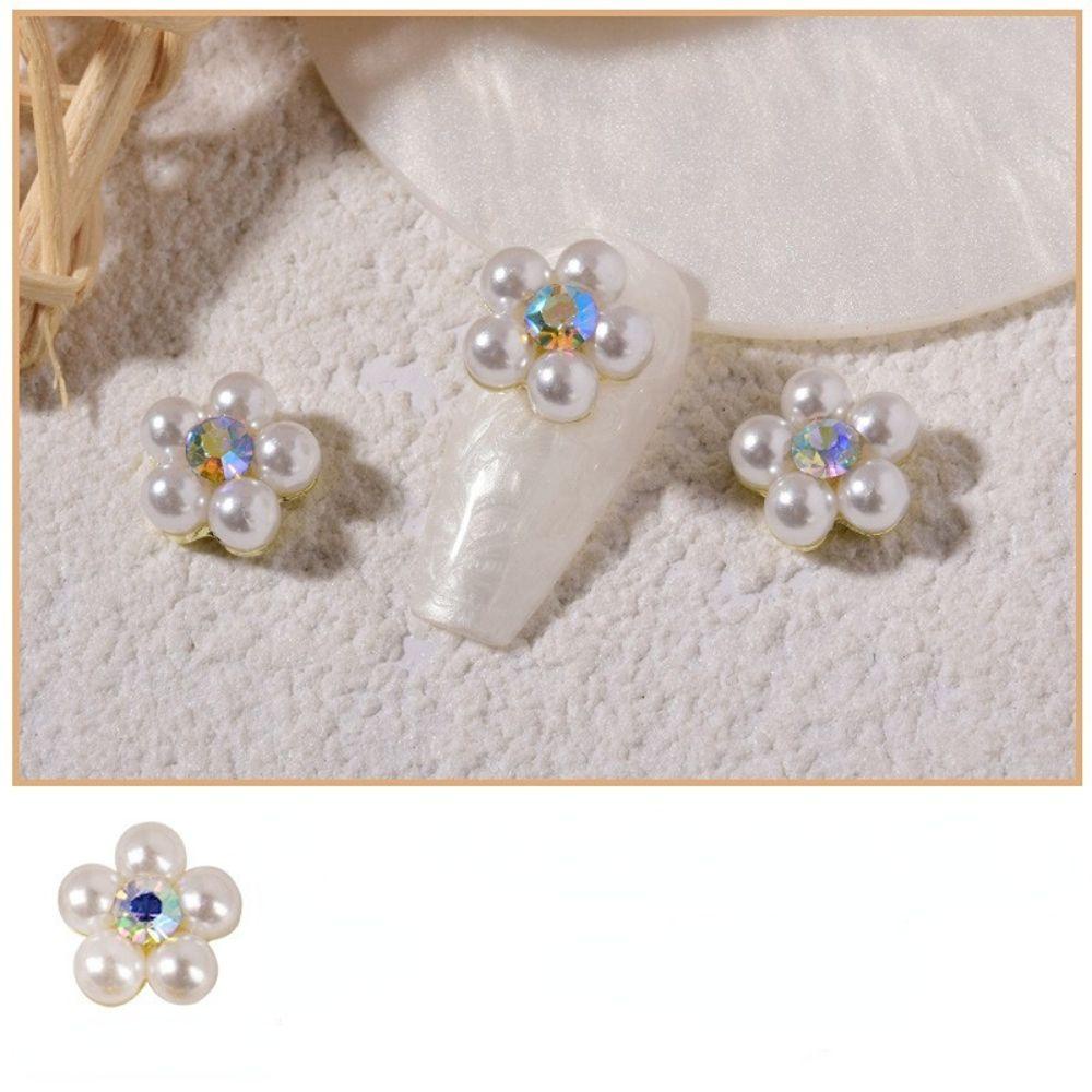 AUGUSTINA Augustina Nail Art Charms Mewah Gadis Manik-Manik Bunga Nail Art Perhiasan Alloy Charm Manicure Aksesoris