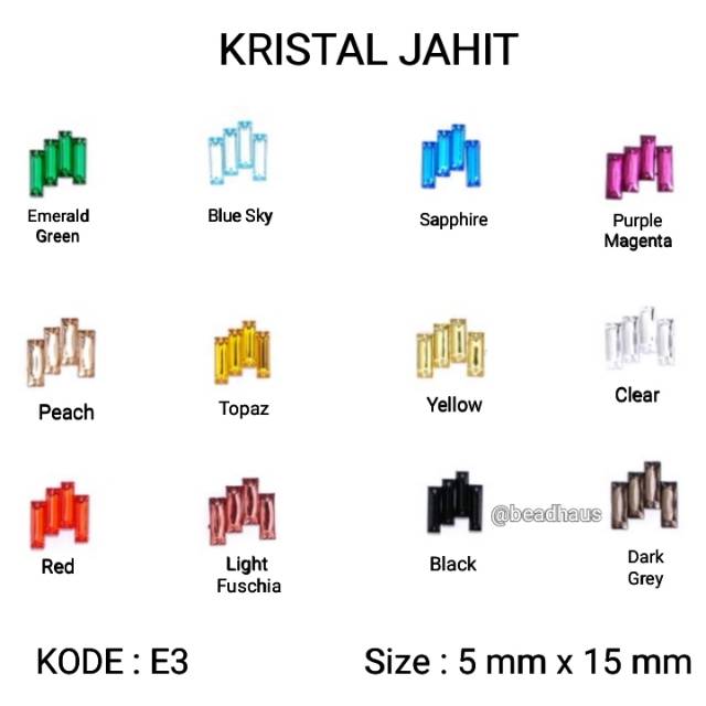 Payet Kristal Jahit Akrilik Bentuk Persegi Panjang