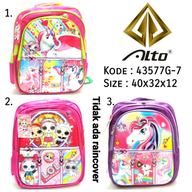 TAS RANSEL ANAK PEREMPUAN  LUCU TK TERBARU BY ALTO UNICORN LOL 43577G-7