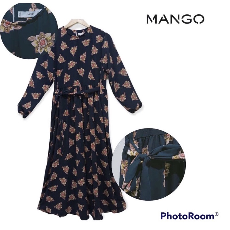 LONGDRESS MANGO NAVY FLORAL/DRESS WANITA ORIGINAL MANGO/DRESS WANITA TERBARU/DRESS WANITA SISA EXPOR