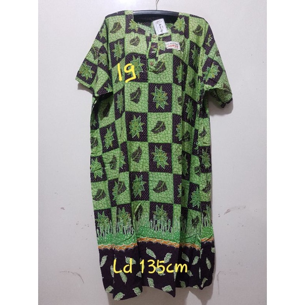 YULI - Daster kencana ungu  L5 JUMBO LD 135-150 CM PB 107 CM BATIK KU LEBEL PUTIH(KUP)-no 19