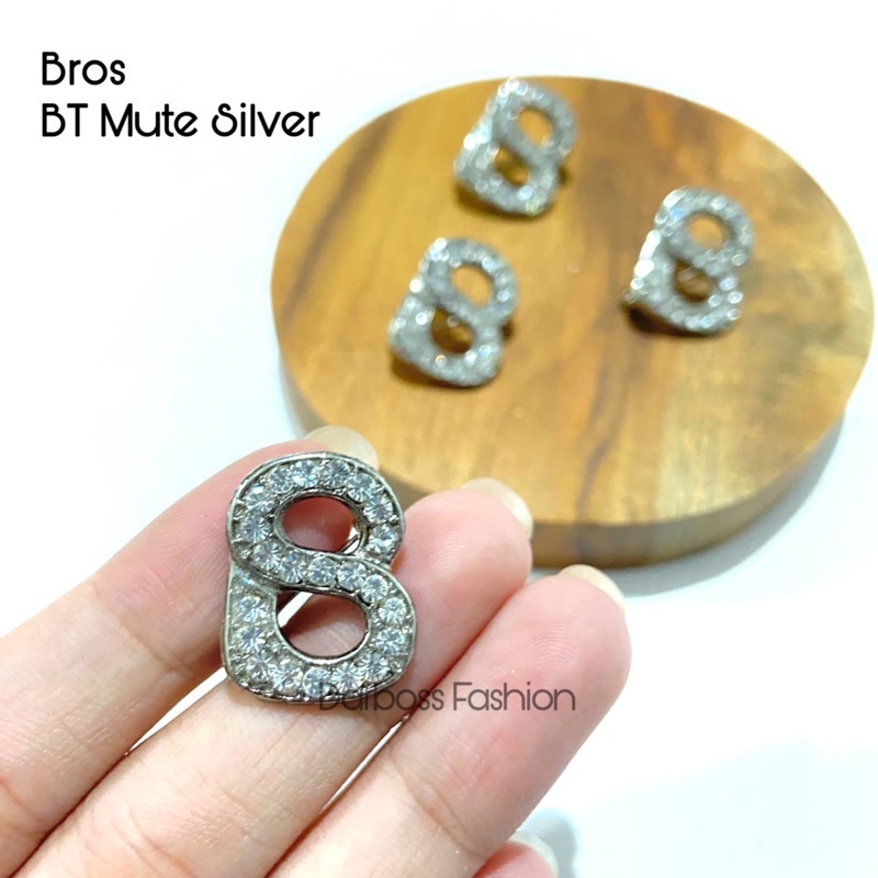 (part 1) Bros Jilbab / Bros Bahu / Bros Dada / Bros Dagu / Bros Kecil / Brooch / Bros Pin / Bros Mewah / Bros Premium / Bros Mutiara / bros button / bros B-Kcl - BT Mute Silver