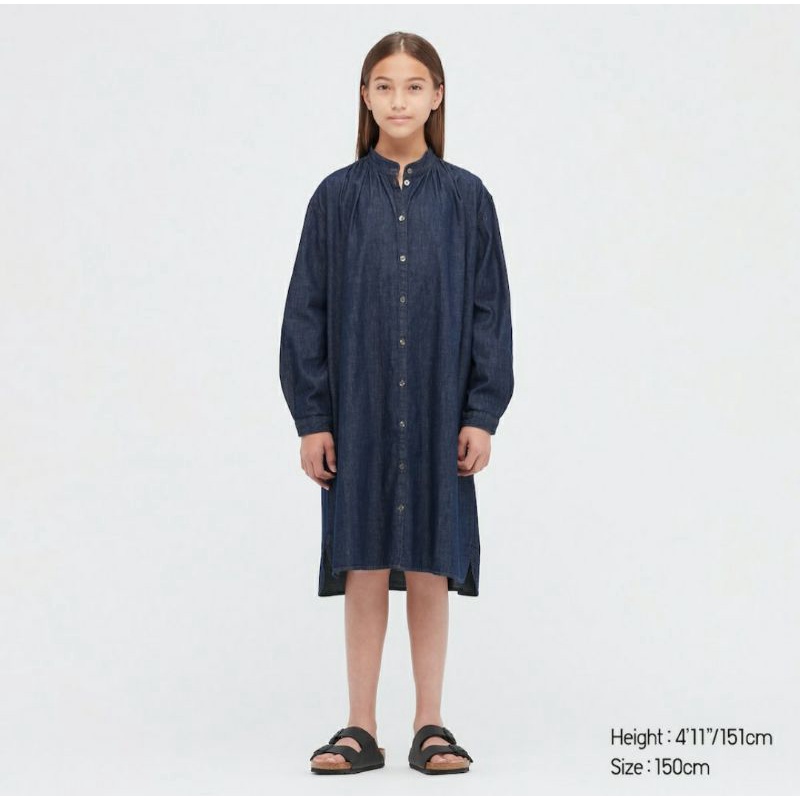 UNIQLO Dress - Denim Shirt Long Sleeve Dress Uniqlo U Size 150