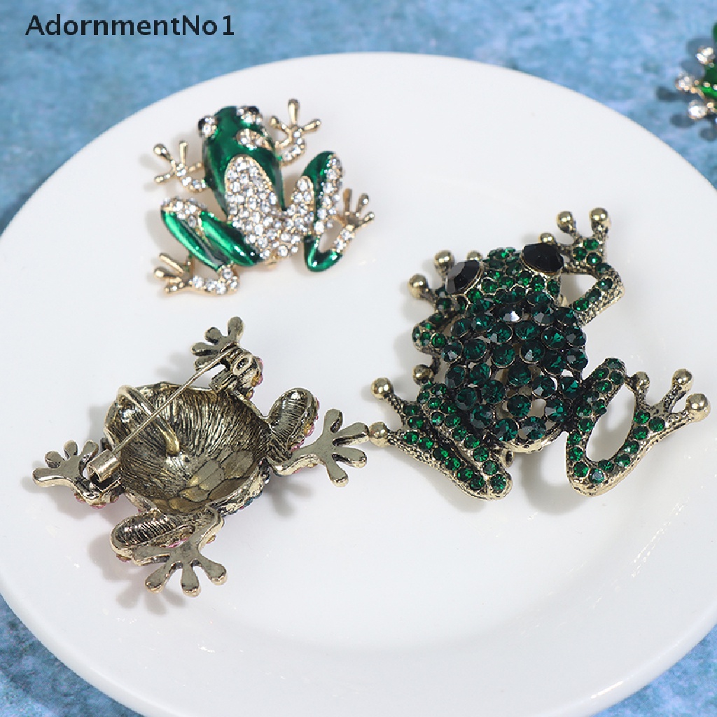 (AdornmentNo1) Bros Pin Enamel Desain Katak / Burung Hias Berlian Imitasi