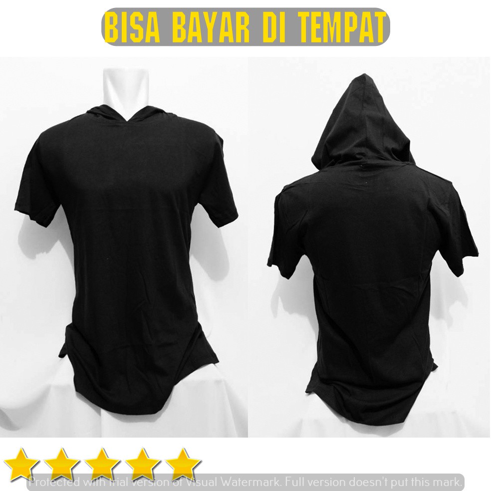 Kaos Hoodie Fitnes Kupluk Polos Hoodie Hitam