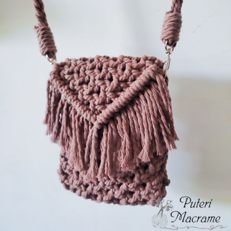 Tas Macrame Mini Aesthetic Retro Untuk Handphone (Kode 1)