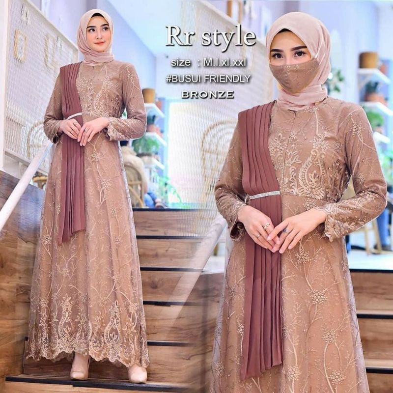 COD - Gamis selendang Modern - Gamis Pesta - Gamis Tulle Mix Ceruty - Gamis Kondangan - Gamis terbaru