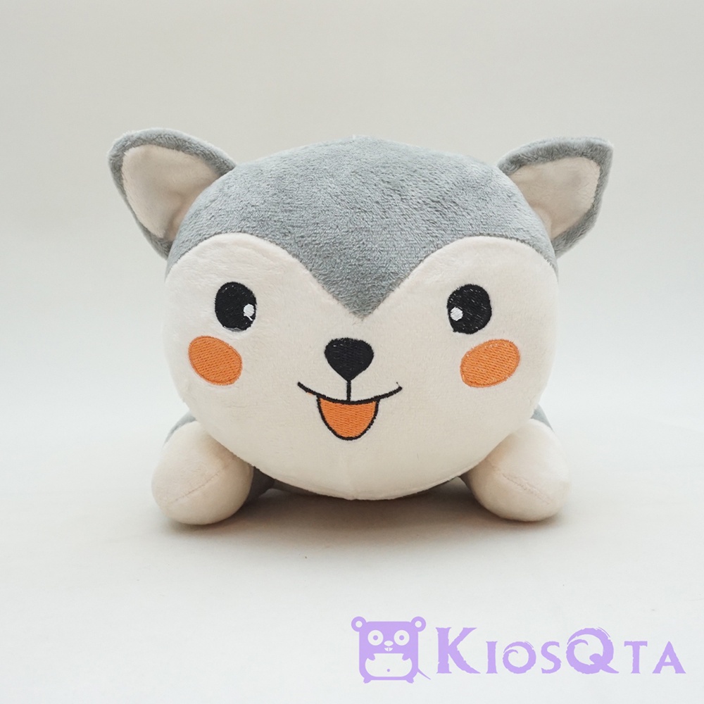 Boneka anjing tiarap abu abu medium