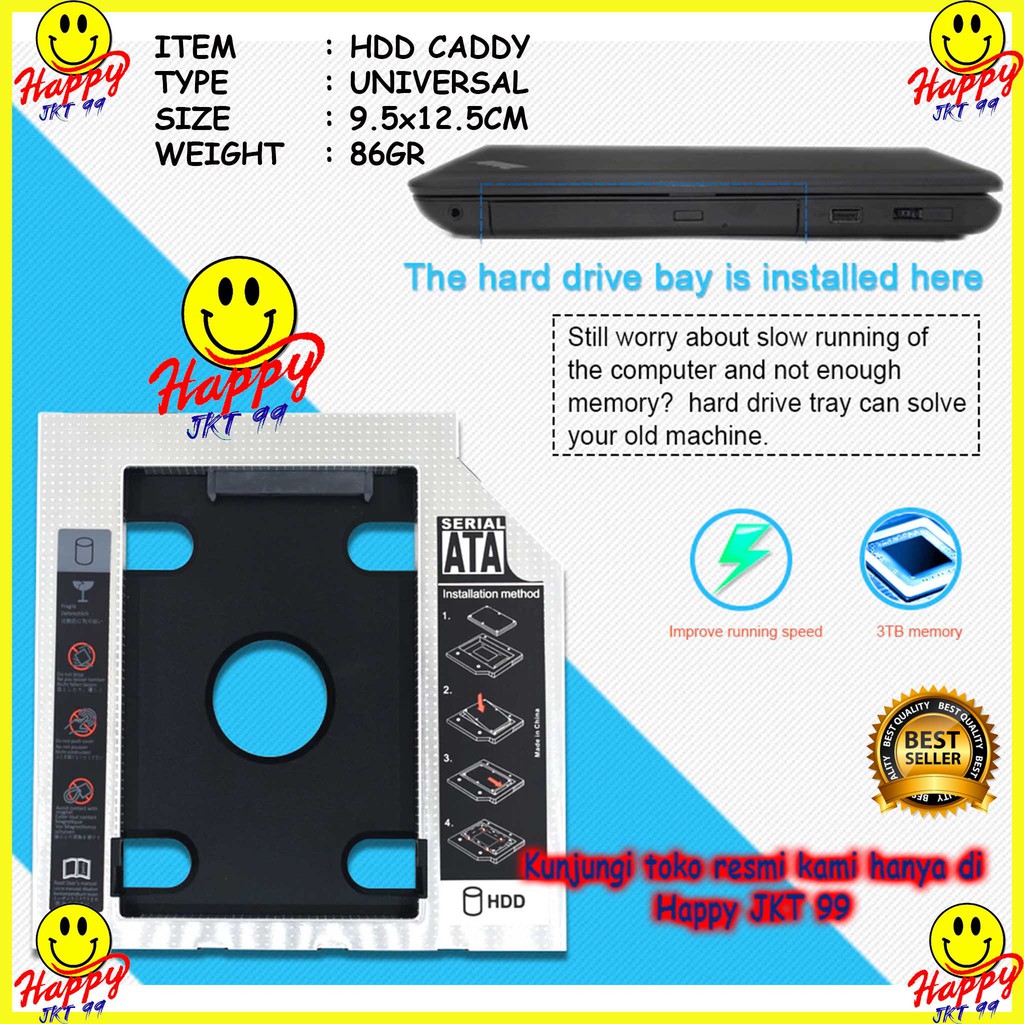 [ HAPPY JKT 99 ] SSD HDD CADDY SLIM 9.5MM ORIGINAL