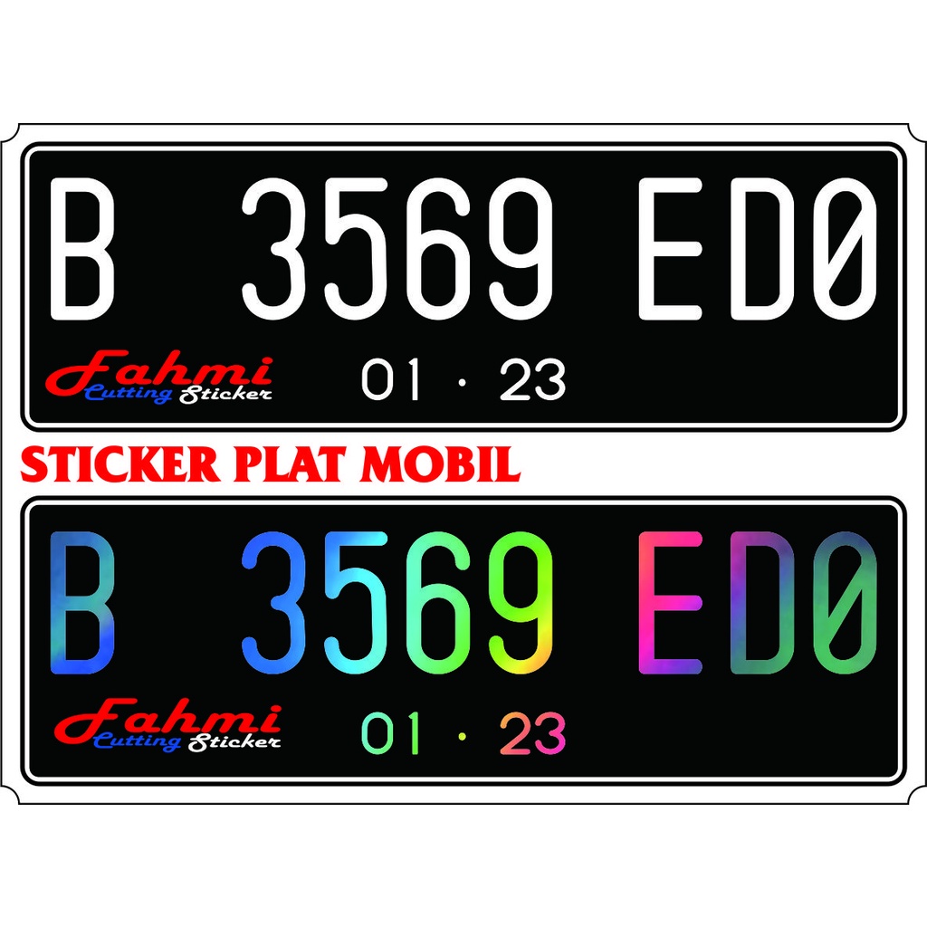 stiker huruf plat mobil