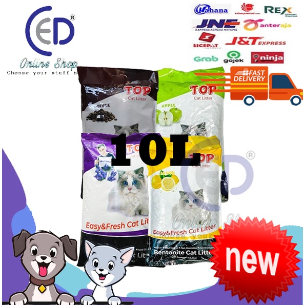 PASIR KUCING GUMPAL WANGI TOP CAT LITTER 10L ( VIA EKSPEDISI )