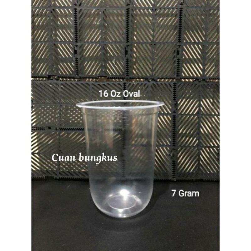 (GELAS OVAL 16oz) Gelas Cup Plastik Pp 16 Oz Oval 7 Gram TEBAL & MURAH/Gelas cup plastic pp 16 Oz Ov
