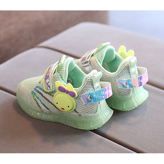 Qeede_Store Sepatu KANINA  Sneakers Anak Perempuan Import Lampu LED Size 21-30