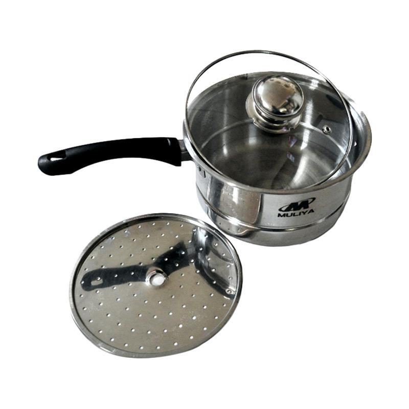 Saucepan Steamer Tutup Kaca 20cm MULIYA PSSS-20SS GC Stainless Steel