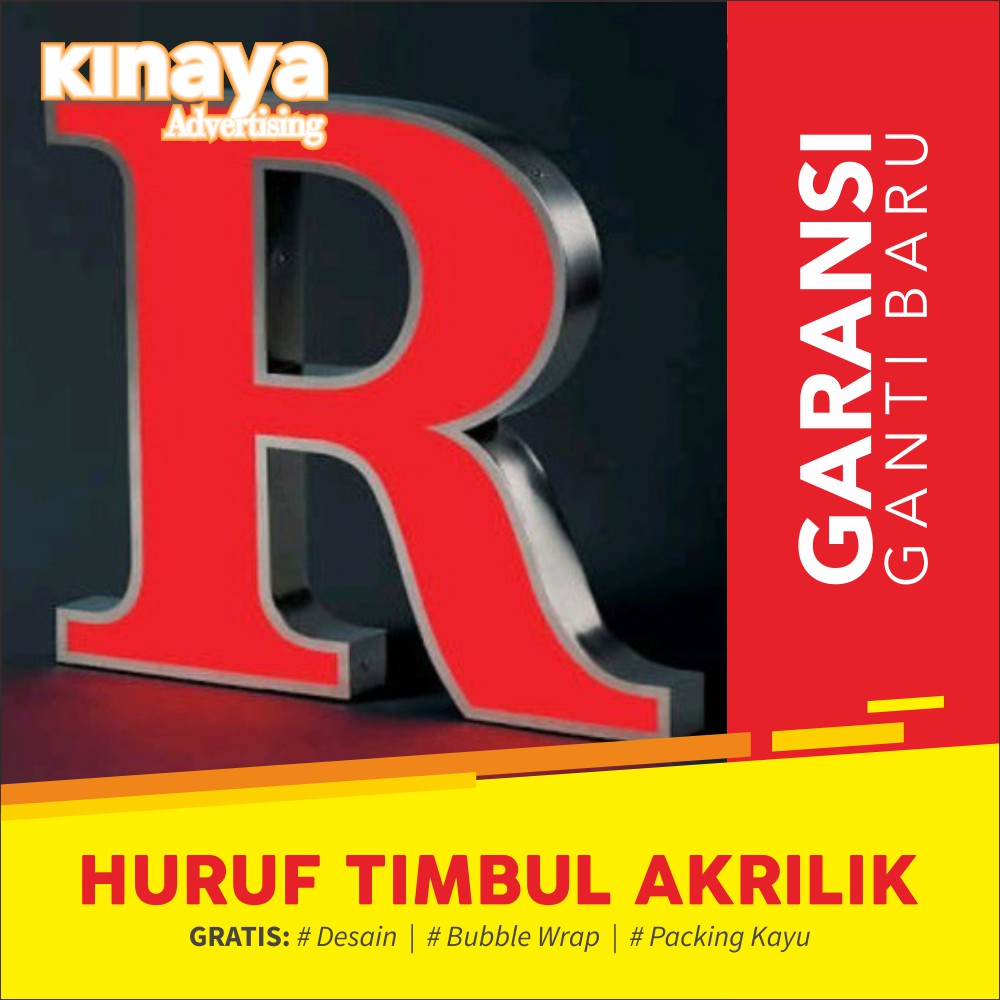 HURUF TIMBUL ACRILIK  + LAMPU LED Letter PAPAN NAMA