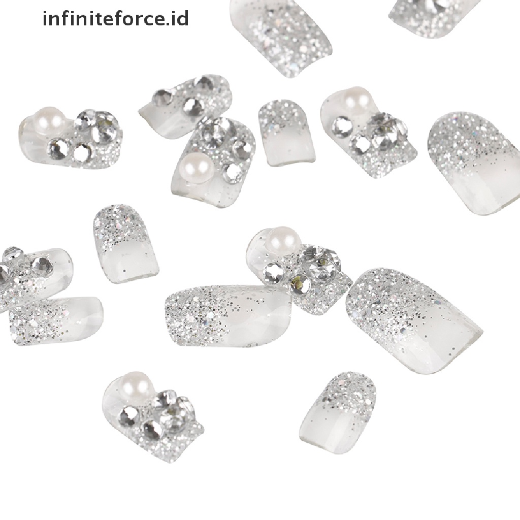 Infiniteforce.id 24pcs / Set Kuku Palsu Full Cover Bahan Akrilik Untuk Nail Art