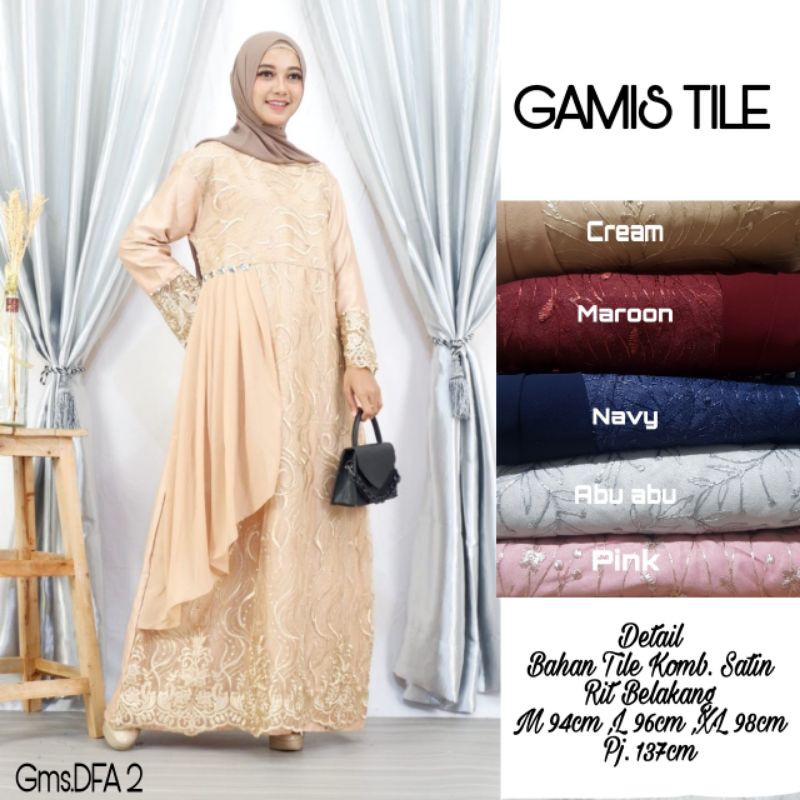 Gamis Tile Kombinasi Satin