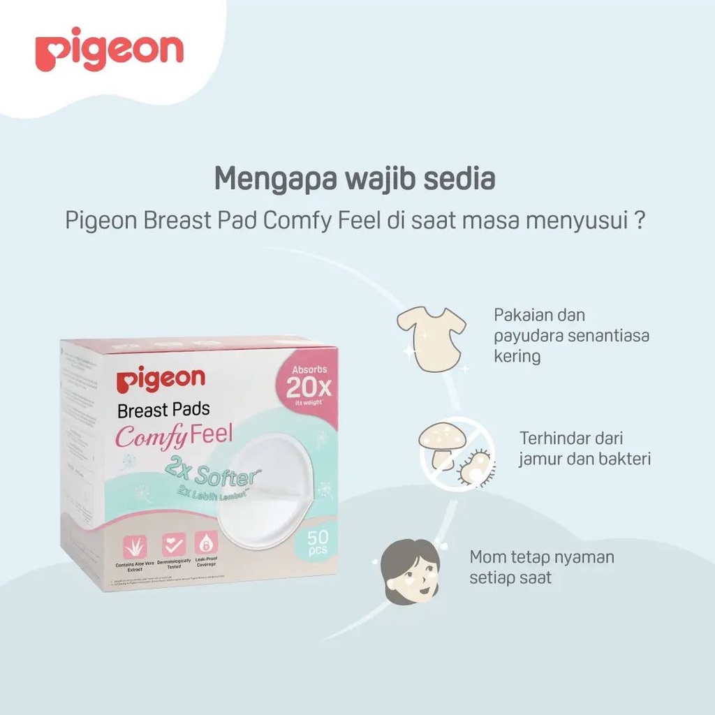 Pigeon Breast Pads Comfy Feel Isi 30pcs / 50pcs Penyerap Asi isi 30 / 50 pcs  Breast Pad Honeycomb WHS