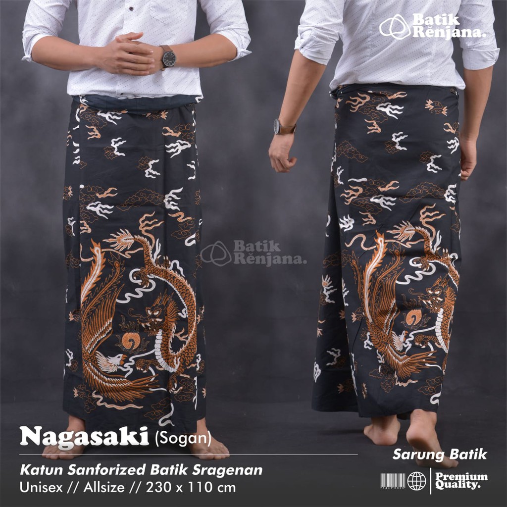 NAGASAKI SOGAN Sarung Batik Pria Cowok Dewasa Premium Motif Batik Lebaran Asli Solo ALL Size RENJANA