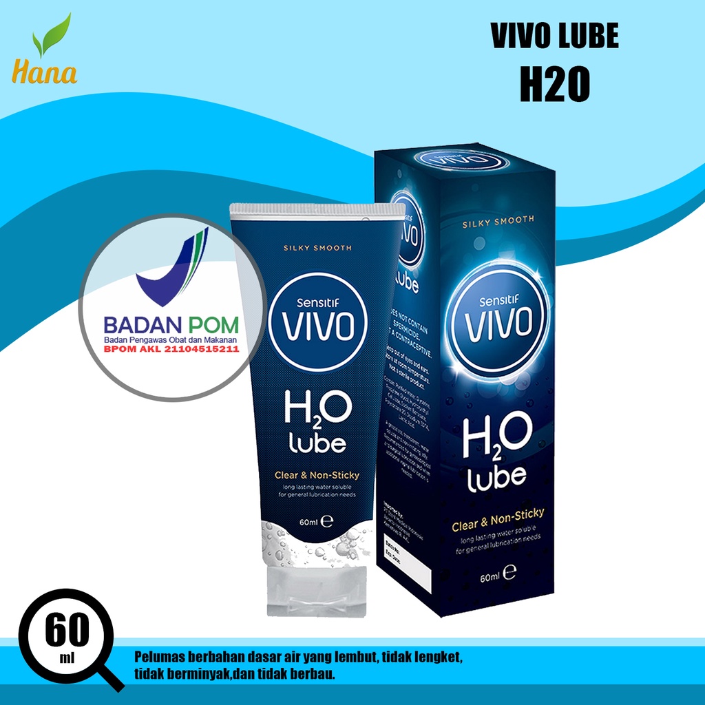 Sensitif VIVO H2O Lube 60ml | Pelumas Sex Pria Wanita | Pelicin Sex | Lubricant Gel Pelumas Water Ba