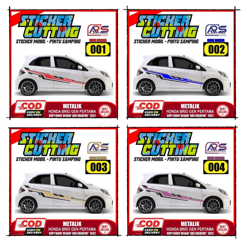 Sticker cutting sticker mobil pintu samping mobil honda brio variasi metalik