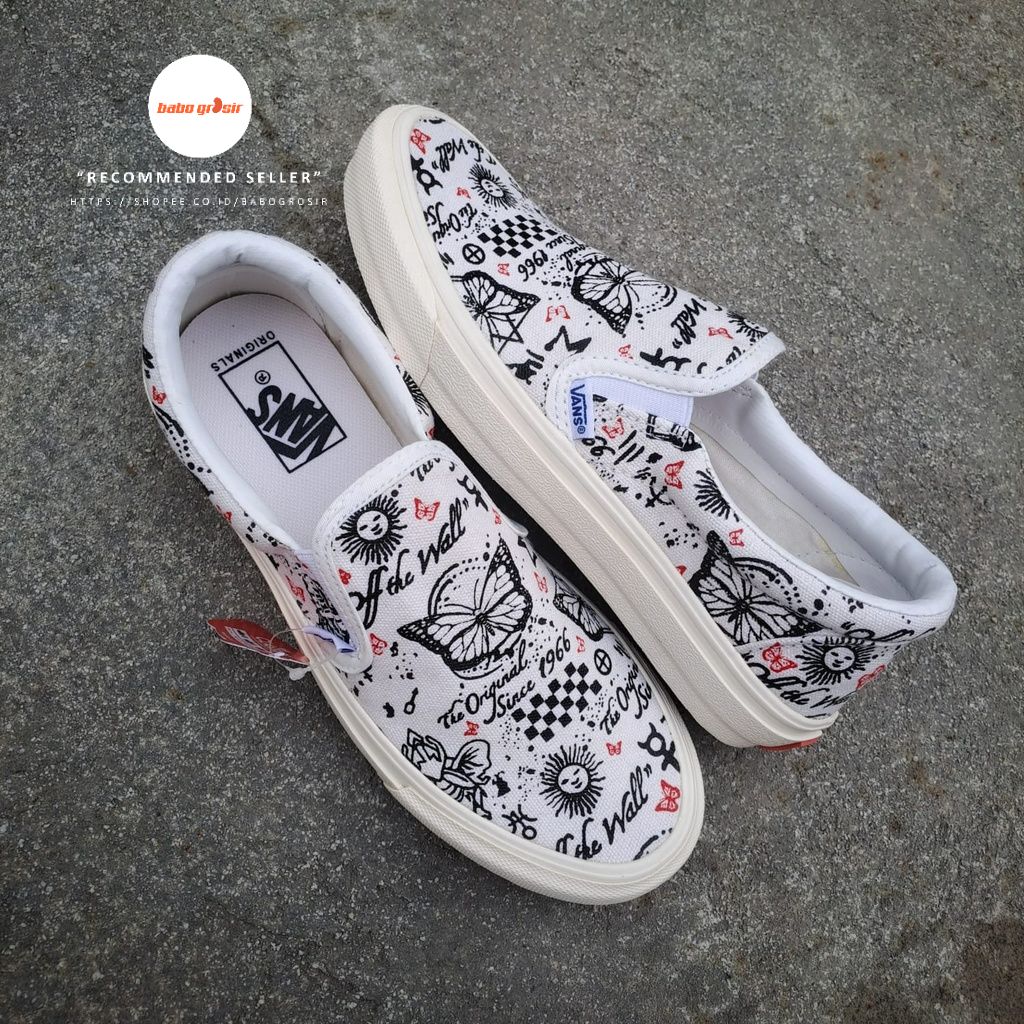 PROMO Sepatu Slip On Wanita, Vans Slip On Motif Unik, Lucu dan Keren, Bahan Kanvas, Waffle DT untuk Ukuran Wanita 36 - 40, Harga Murah, Kualitas Mewah