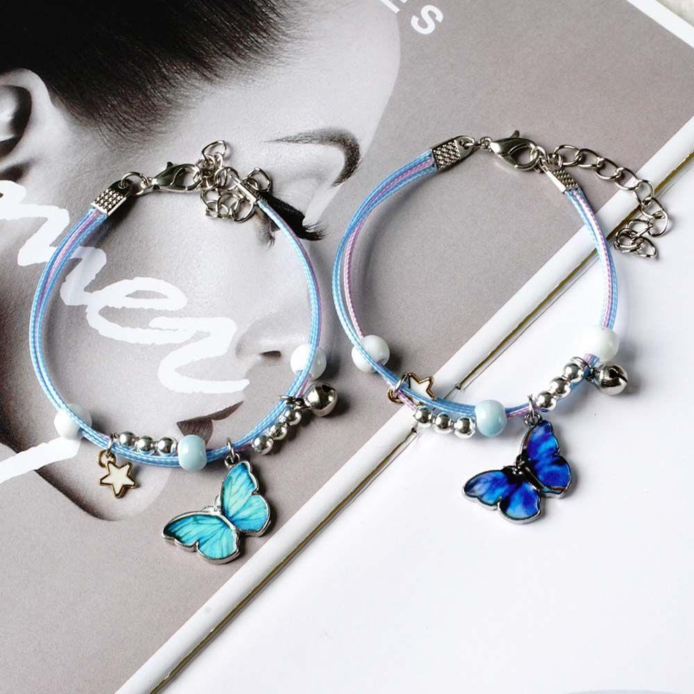 Mxbeauty Gelang Kupu Biru Pesona Menarik Wanita Pria Fashion Perhiasan Adjustable Lucky String