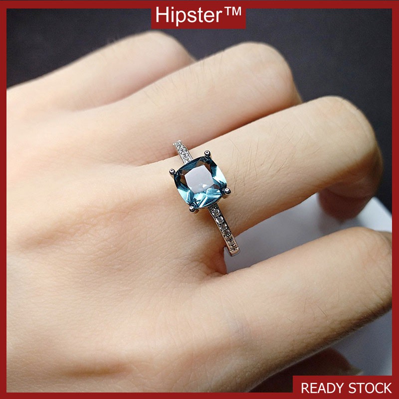 Hot Sale Classic Luxury Inlaid Colored Gems Square Diamond Ring