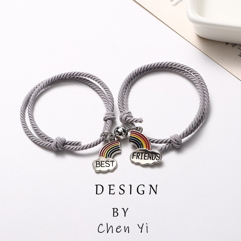 1 Set Gelang BEST FRIEND Tali Magnet Couple Pasangan Hip Hop Korea Fashion Lock Kunci