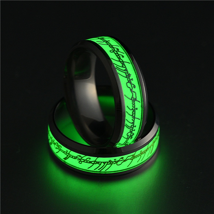 Cincin Luminous Bahan Stainless Steel | Cincin Fluorescent | Cincin Ajaib Bahan Titanium Steel | Perhiasan Gaya Eropa Amerika