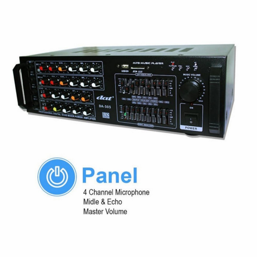 POWER AMPLIFIER KARAOKE AMPLI BLUETOOTH DAT 4 CHANNEL DA303 DA 303 MIXER DIGITAL