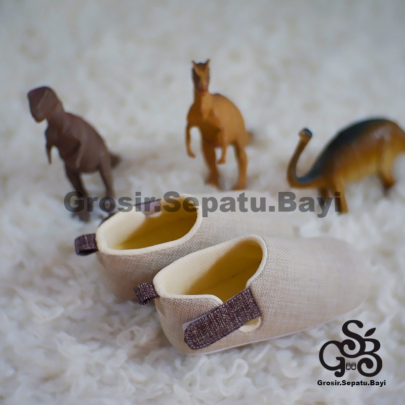 sepatu bayi baby shoes prewalker laki laki umur 2 sampai 14 bulan model velcro PREMIUM warna krem