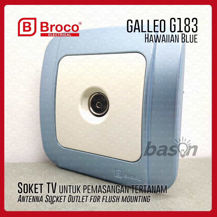 BROCO Galleo Blue / Biru G183 | Antenna Socket Outlet - Colokan TV