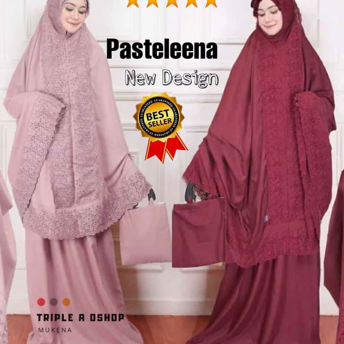 Mukena Dewasa Renda Mewah Rukuh Premium Terbaru Lebaran 2020 LR357  Siti Khadijah Pastelena Katun R