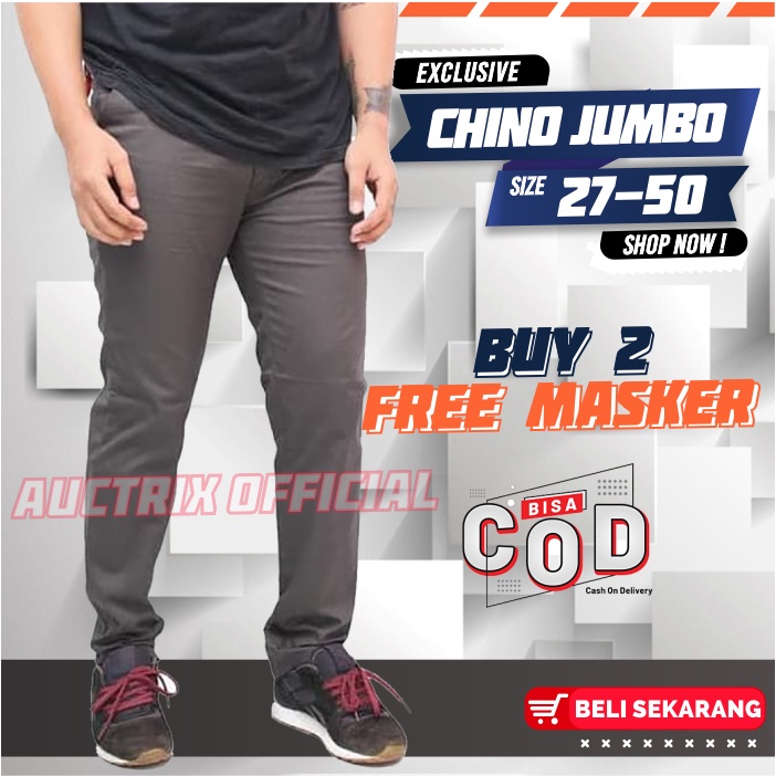 Celana Chino Jumbo Panjang Pria Chinos Big Size Reguler Fit Ori Distro Premium 27-50