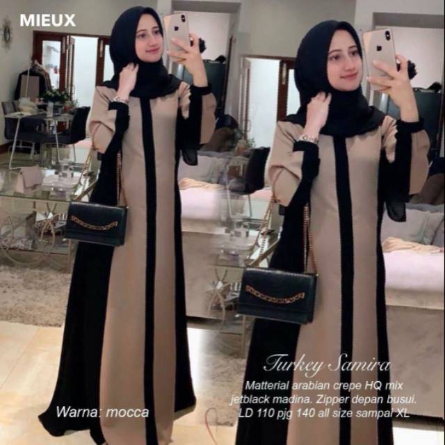 HIJABBSTORY Turkey SAMIRA Dress Meu Ld110/Pb140 Dress Turkey Pesta Kondangan Crepe Hq Murah Grosir U
