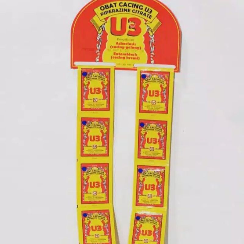 

PUYER OBAT CACING U3 CAP JAGO 1 HANGER @24 SACHET