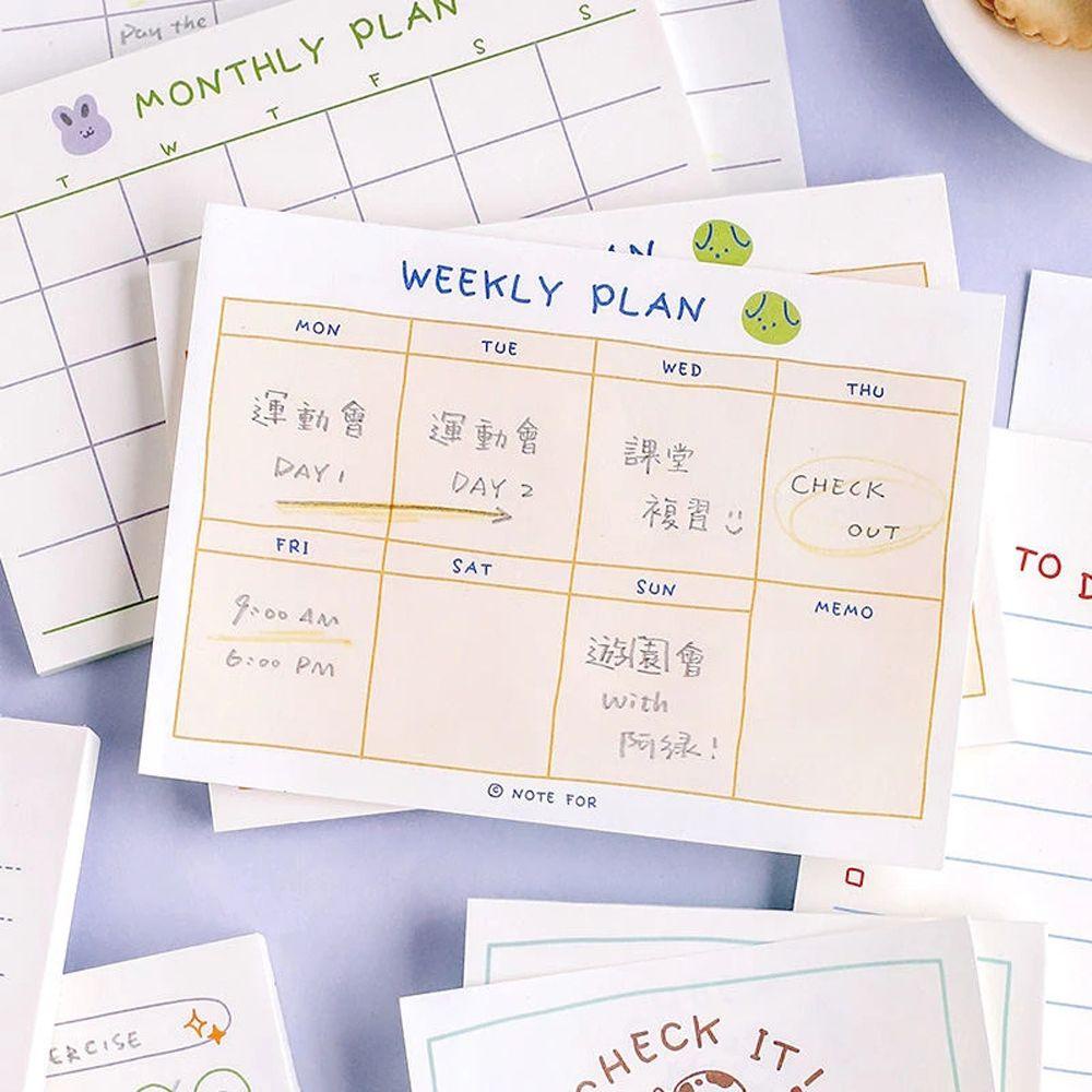 [Elegan] Memo Pads Alat Tulis Siswa Kreativitas Kantor Post Notes Tulisan Pad Paket Mingguan Sticky Notes