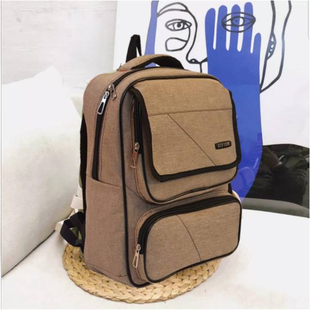 Ransel Pria Casual Tas Punggung Laptop Backpack Sporty Kasual Canvas Pria/Cowok/Laki Laki Punggung Kantor Kerja Sekolah Kampus Kuliah - Air Bone