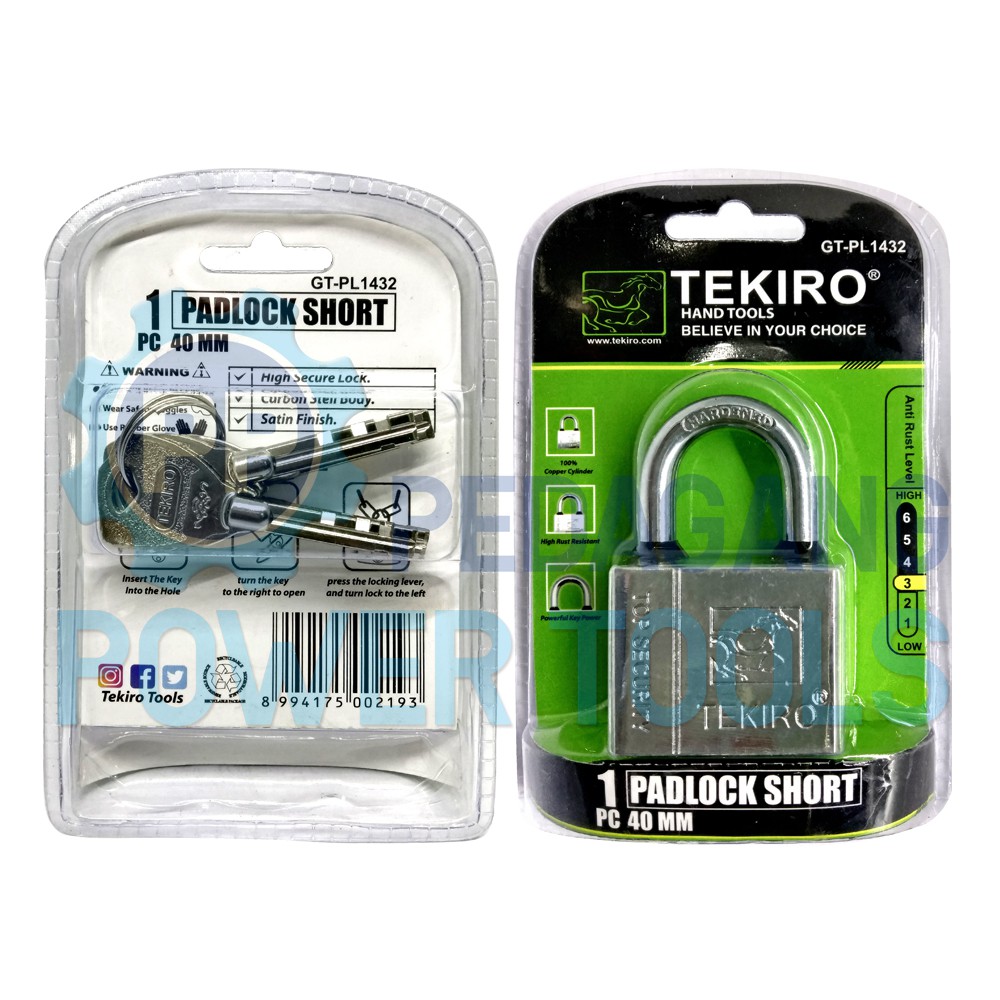 TEKIRO GEMBOK LEHER PENDEK 40 MM PADLOCK SHORT GT-PL1432