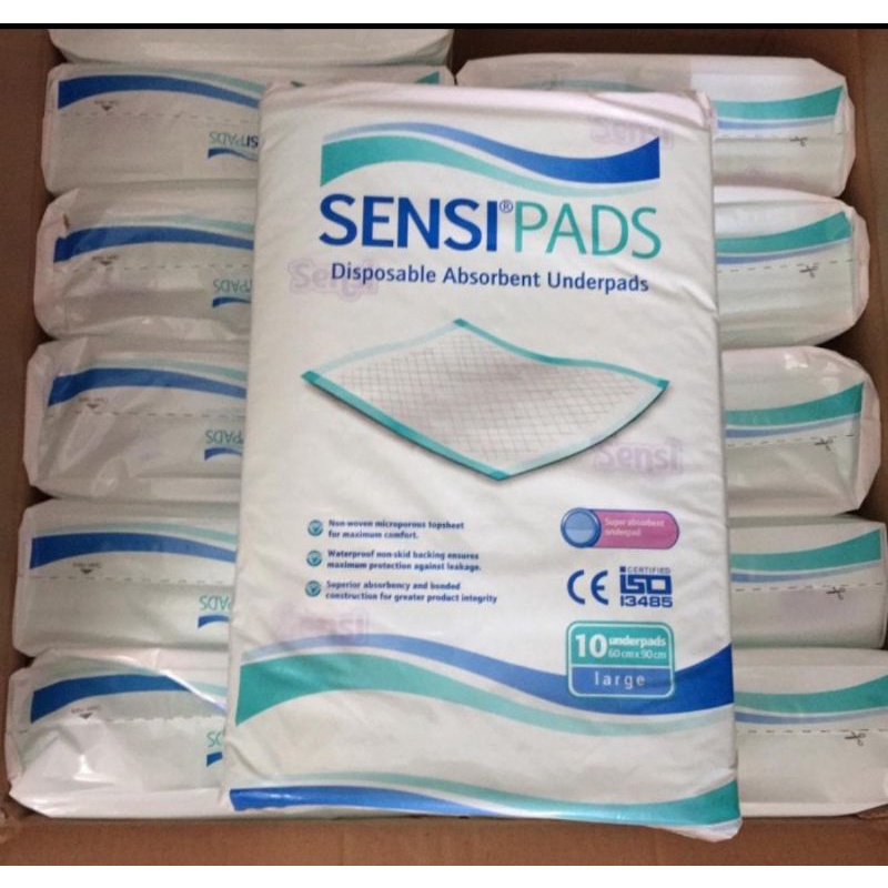 sensi underpad / perlak sekali pakai / alas tidur isi 10 pcs 60cmx90cm