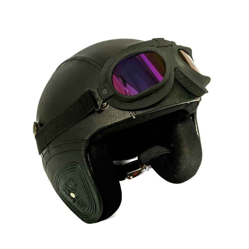 Helm Retro Klasik Kulit Kacamata Neo Rainbow