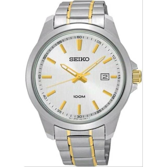 Jam Tangan Pria SEIKO Classic SUR157 Two Tone Bracelet Quartz Watch Original SUR157P1