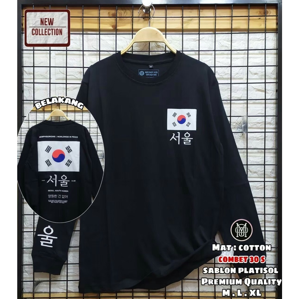 KAOS LENGAN PANJANG MEMPHIS HITAM KOREA//T SHIRT TERMURAH//KAOS PRIA WANITA//T SHIRT LENGAN PANJANG PREMIUM//M L XL [COD]