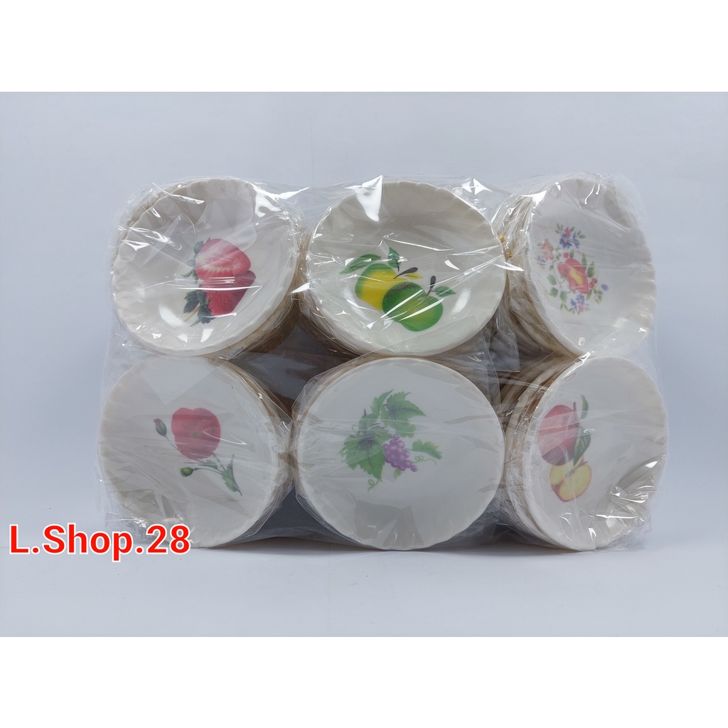 Souvenir Pernikahan Mangkok Melamin Bulat Bergerigi Bungkus Plastik