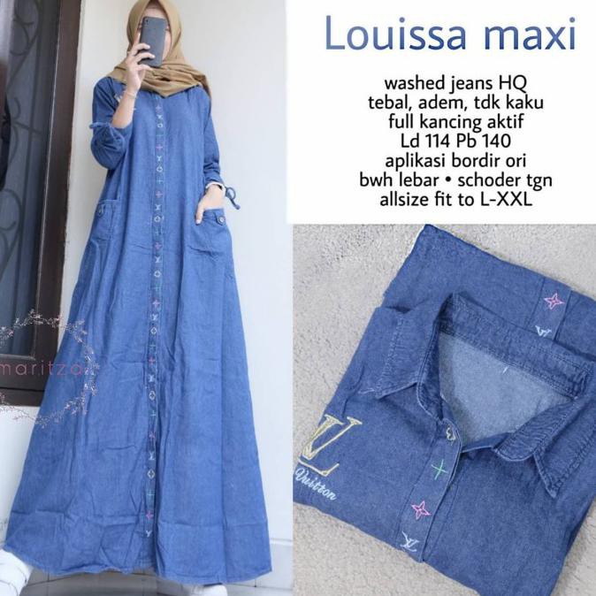 SEDIA DRES GAMIS JEANS TEBAL LENTUR LOUISSA MAXY ORI JEANSWAS